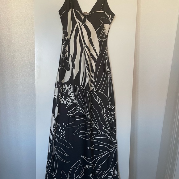 Caroline Constas Dresses & Skirts - XS Satin Caroline Constas Maxi Slip SunDress Black/Ivory White NWT new